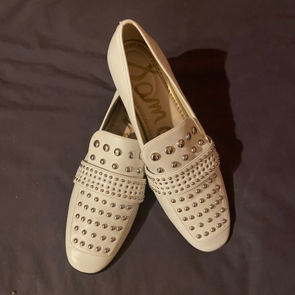 Sam Edelman White Studded Flats